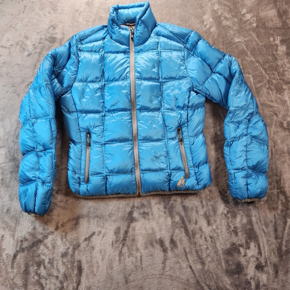 Eddie Bauer Jacket Womens Medium Blue Downlight EB800.Puffer Down First Ascent